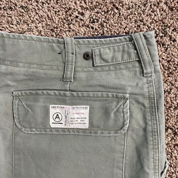 VTG 90s Y2K AMERICAN EAGLE Carpenter Short 6 Mid Rise Denim Utility Grunge Green - Picture 3 of 7